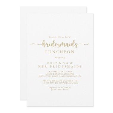 Gold Calligraphy Bridesmaids Luncheon Shower  Invitations