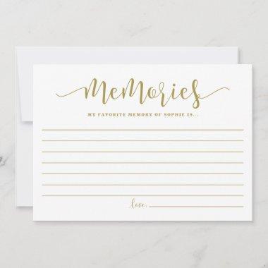 Gold Calligraphy Favorite Memory of the Bride Advice Card