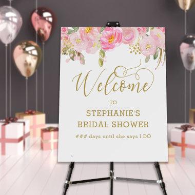 Gold Calligraphy Floral Pink  Welcome Foam Board