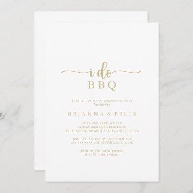 Gold Calligraphy I Do BBQ Engagement Party Invitations