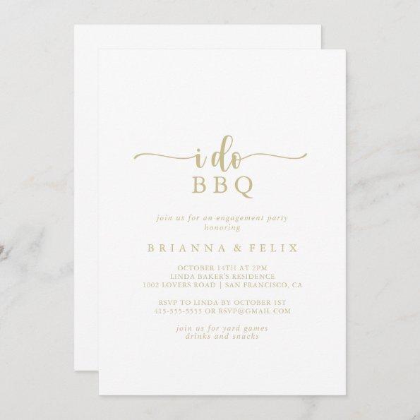 Gold Calligraphy I Do BBQ Engagement Party Invitations