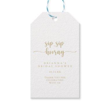 Gold Calligraphy Sip Sip Hooray Bridal Shower  Gift Tags