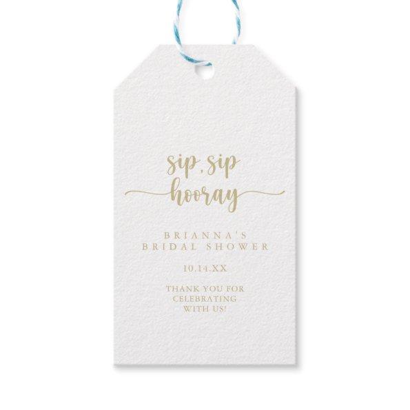 Gold Calligraphy Sip Sip Hooray Bridal Shower  Gift Tags