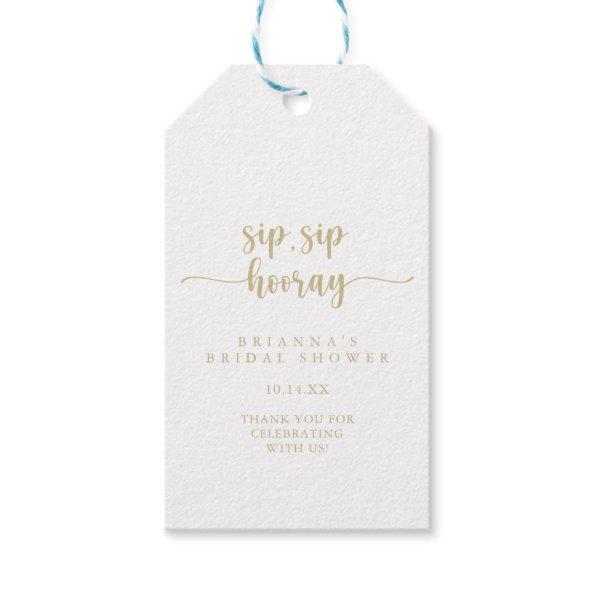 Gold Calligraphy Sip Sip Hooray   Gift Tags