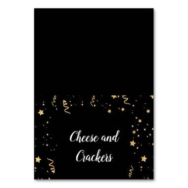 Gold Celebration on Black Buffet Food Labels Table Number