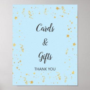 Gold Celebration on Blue Invitations & Gifts Sign
