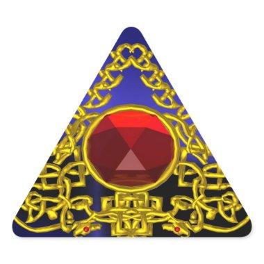 GOLD CELTIC TRIANGLE WITH RED RUBY TRIANGLE STICKER