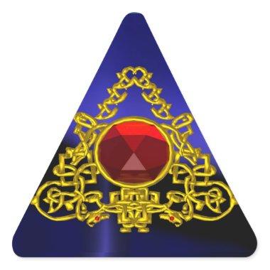 GOLD CELTIC TRIANGLE WITH RED RUBY TRIANGLE STICKER