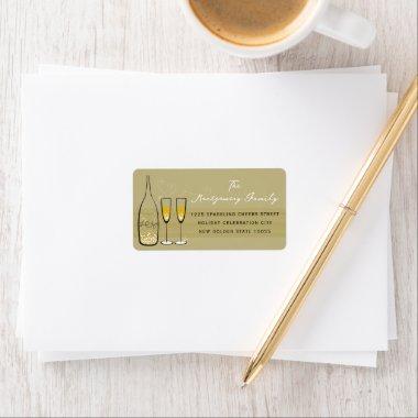 Gold Champagne Bubbly Cheers Elegant Chic Address Label