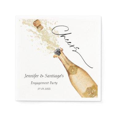 Gold Champagne Engagement Party Paper Napkin