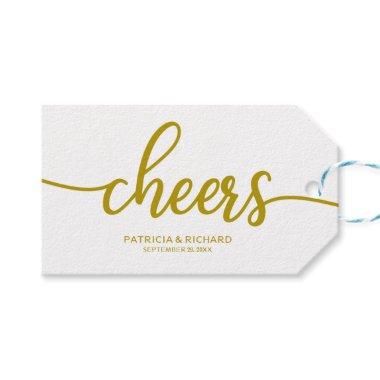 Gold Chic Calligraphy Cheers Wine Bottle Tags