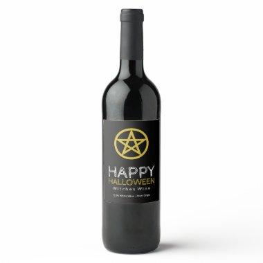 Gold Circled Pentagram, Halloween Wine Label