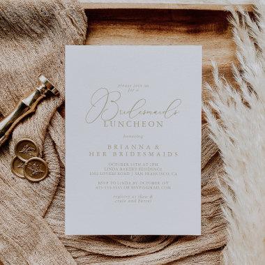 Gold Classy Chic Bridesmaids Luncheon Shower Invitations