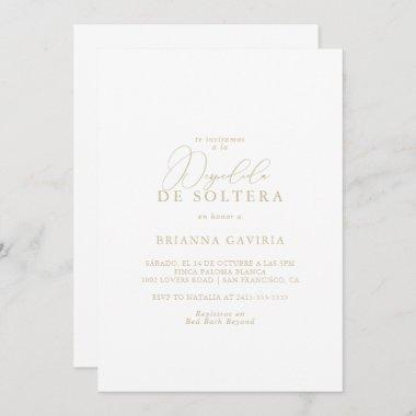 Gold Classy Chic Minimalist Spanish Bridal Shower Invitations