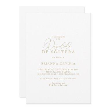 Gold Classy Chic Minimalist Spanish Bridal Shower Invitations