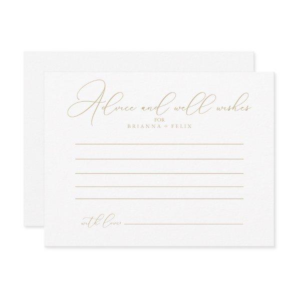 Gold Classy Chic Wedding Advice Card