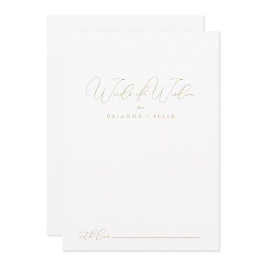 Gold Classy Chic Wedding Words of Wisdom Advice Card