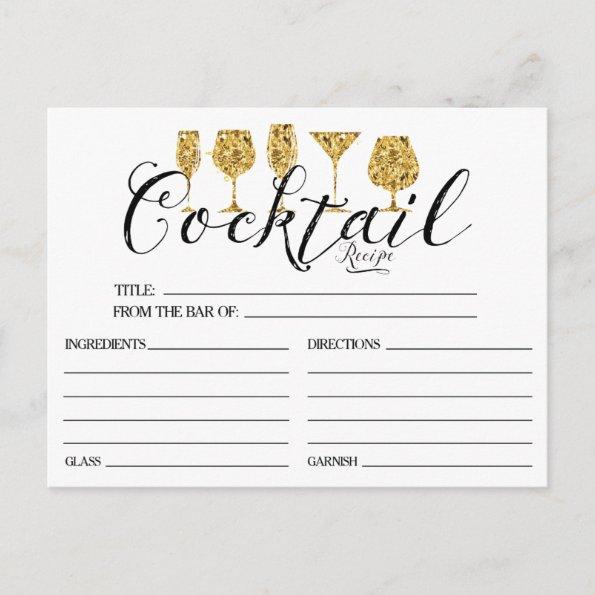 Gold Cocktail Recipe Invitations