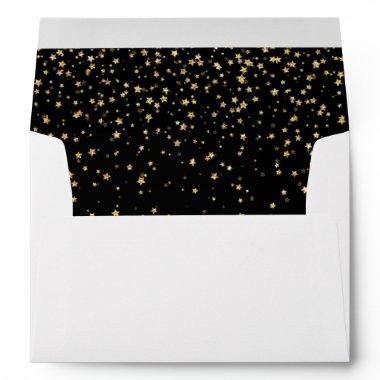 Gold Confetti | Black Wedding Invitations Envelope