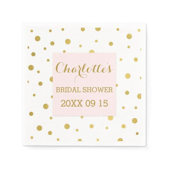 Gold Confetti Blush Pink Bridal Shower Napkins