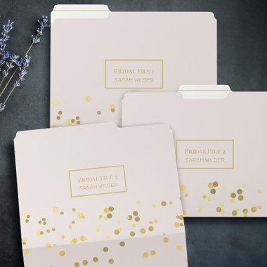 Gold Confetti Bridal Blush Pink Bride Name Wedding File Folder