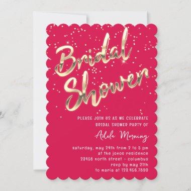 Gold Confetti Bridal Shower Script Candy Invitations