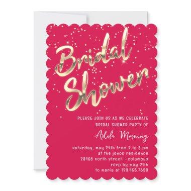 Gold Confetti Bridal Shower Script Candy Invitations