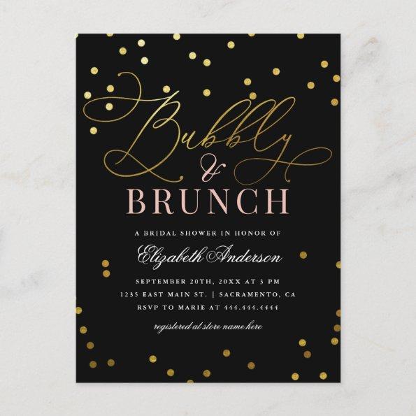 Gold Confetti Bubbly & Brunch Bridal Shower Invitation PostInvitations