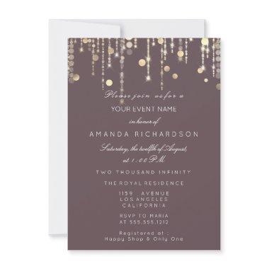 Gold Confetti Drip Birthday Bridal Ivory Smoky