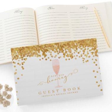 Gold Confetti Elegant Champagne Bridal Shower Guest Book