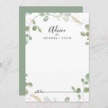 Gold Confetti Eucalyptus Foliage Wedding  Advice Card