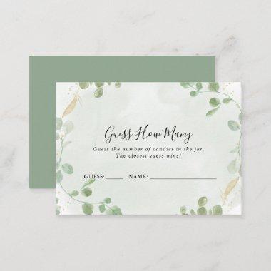 Gold Confetti Eucalyptus Guess How Many Game Invitations