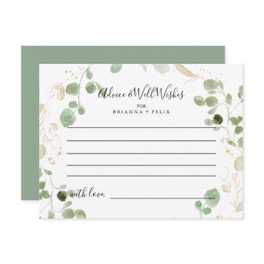 Gold Confetti Eucalyptus Wedding Advice Card