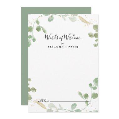 Gold Confetti Eucalyptus Wedding Words of Wisdom  Advice Card