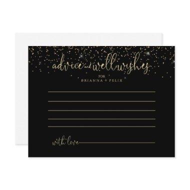 Gold Confetti Fancy Script Wedding Advice Card