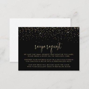 Gold Confetti Fancy Script Wedding Recipe Request Enclosure Invitations