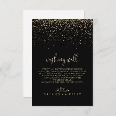 Gold Confetti Fancy Script Wedding Wishing Well Enclosure Invitations