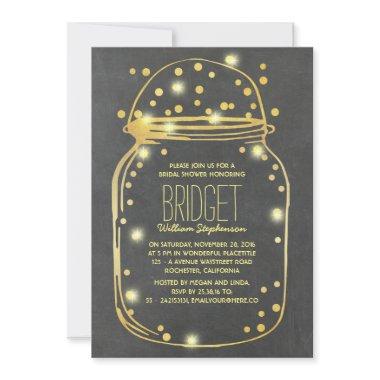 Gold Confetti Fireflies Mason Jar