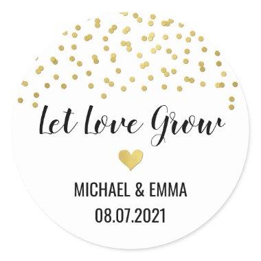 Gold Confetti Heart Let Love Grow Classic Round Sticker