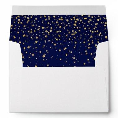 Gold Confetti | Navy Wedding  Envelope