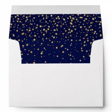 Gold Confetti | Navy Wedding Invitations Envelope