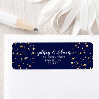 Gold Confetti | Navy Wedding Invite Return Address Label