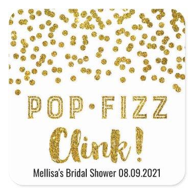 Gold Confetti Pop Fizz Clink  Square Sticker