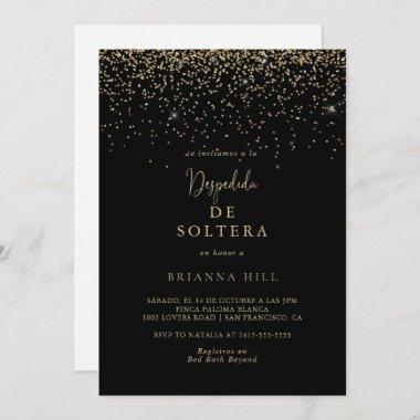 Gold Confetti Script Spanish Bridal Shower  Invitations