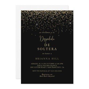 Gold Confetti Script Spanish Bridal Shower  Invitations