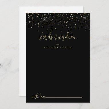 Gold Confetti Script Wedding Words of Wisdom   Advice Card