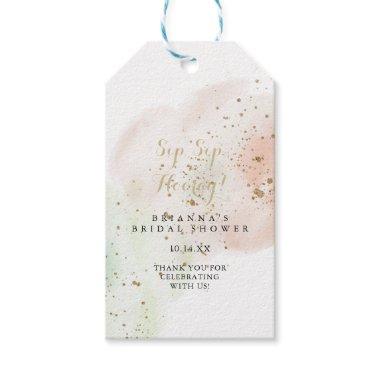 Gold Confetti Sip Sip Hooray Bridal Shower Gift Tags