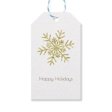 Gold Crinkle Winter Wonderland Snowflake Elegant Gift Tags