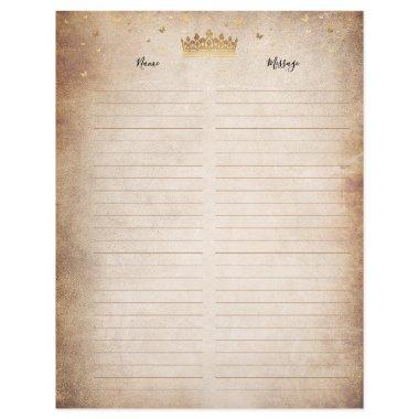 Gold Crown Parchment Paper Guest Book Filler Pages