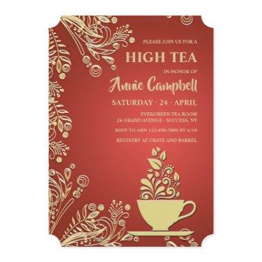 Gold Cup of Tea Invitations